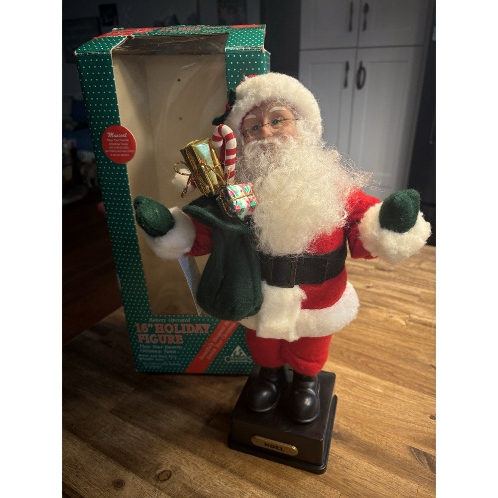 Holiday Creations 16" Stuffed Posable Santa Noel Vtg Christmas 1994 Musical
